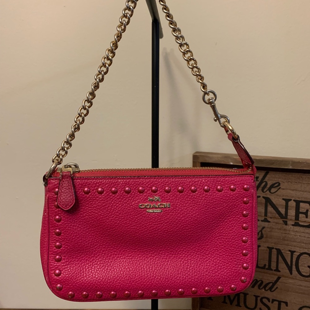 Pink Coach Nolita clutch